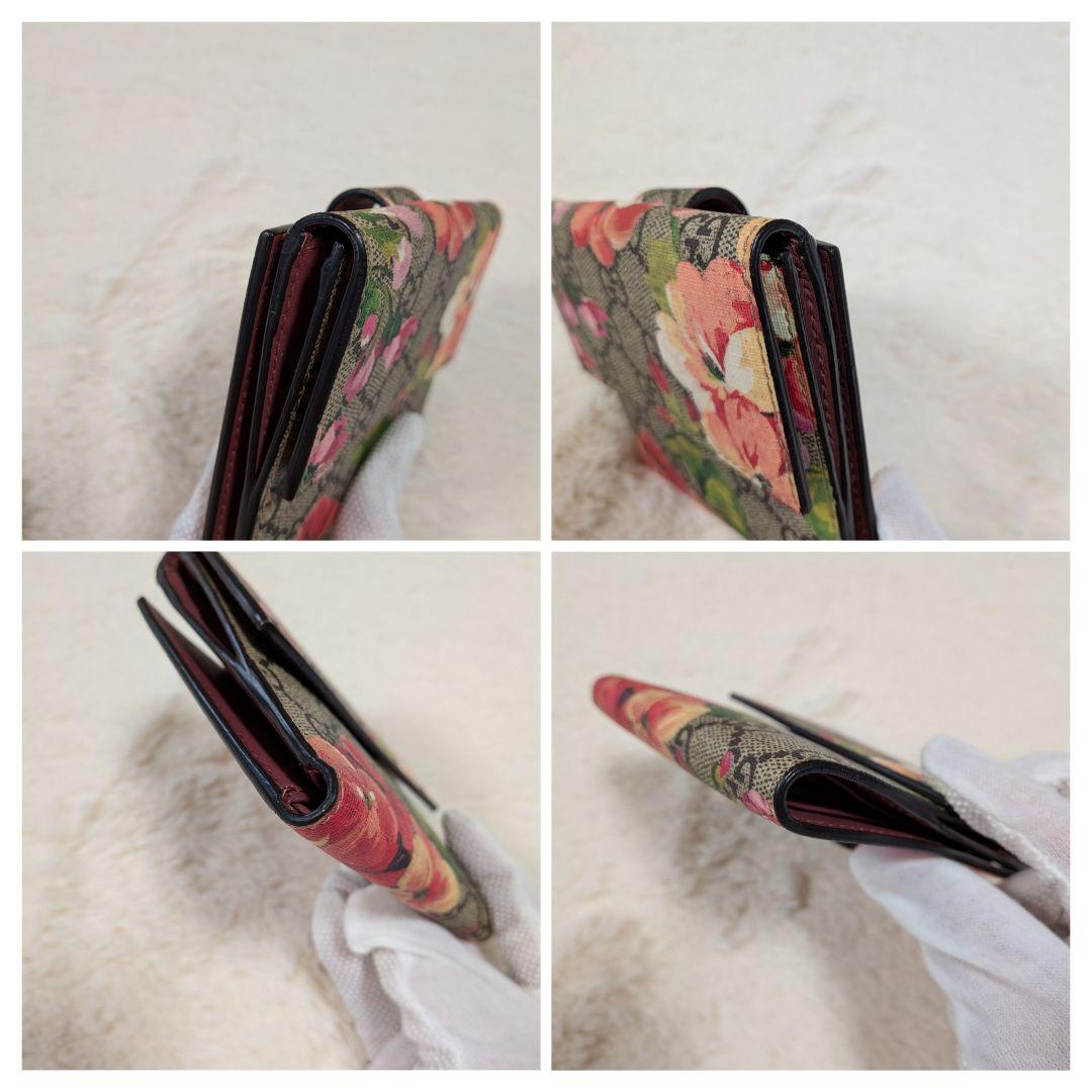 極美品✨️グッチ 二つ折り財布 GGブルームス GGスプリーム Wホック 箱あり