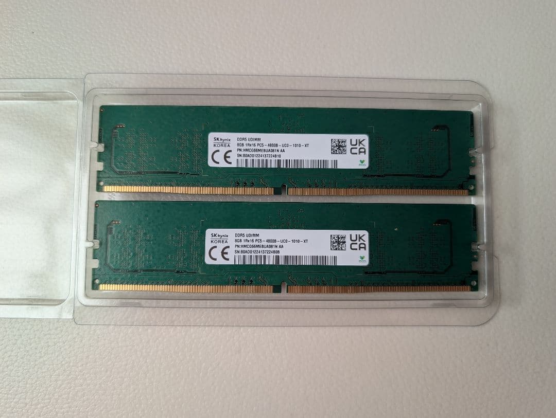 【DDR5】SKhynix 8GB メモリ ✕2　PC5-4800B 16GB