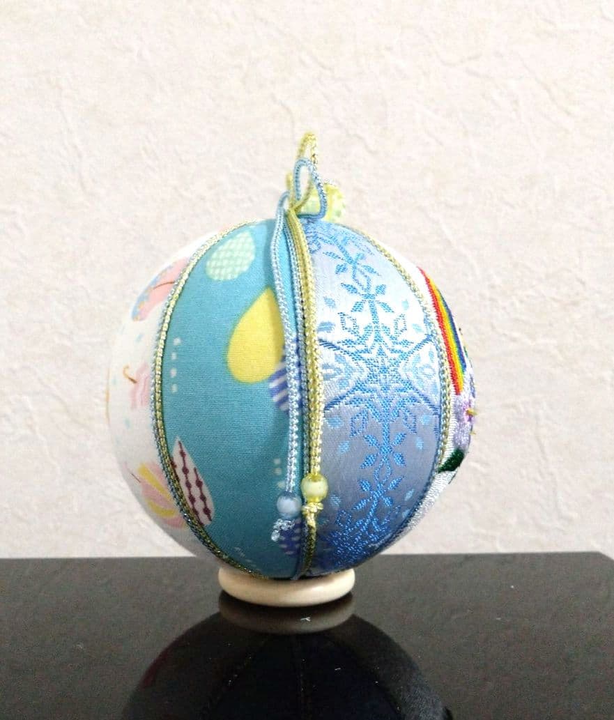 手毬 手鞠  てまり 刺繍かたつむり 虹 紫陽花 梅雨 No.118