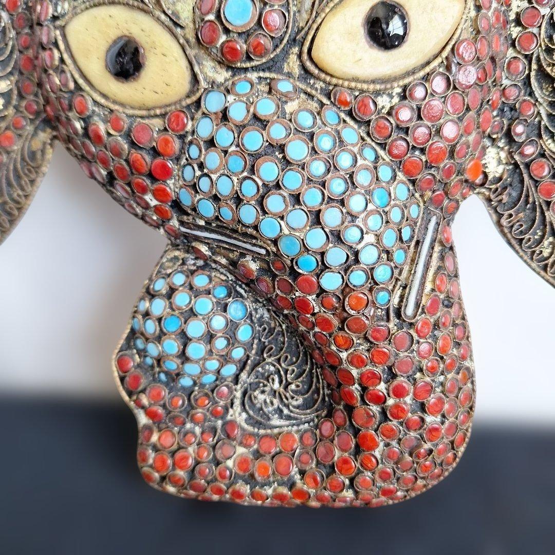 希少 お面 ガネーシャ 壁掛け マスク ネパール 工芸品 飾り 象神 置物