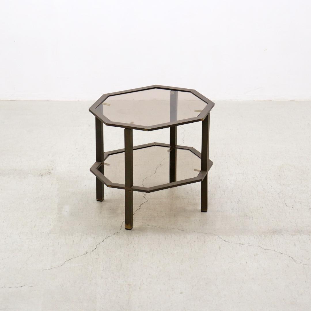 ヴィンテージ クラシカル オクタゴン アイアン ガラス サイドテーブル 花台