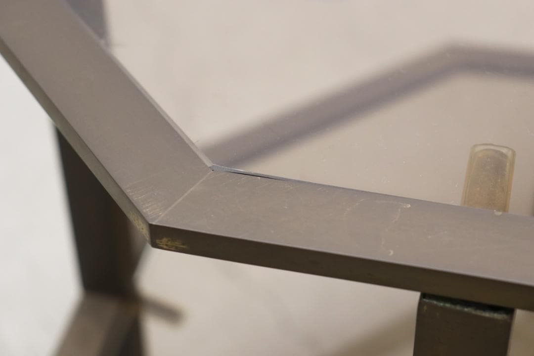 ヴィンテージ クラシカル オクタゴン アイアン ガラス サイドテーブル 花台