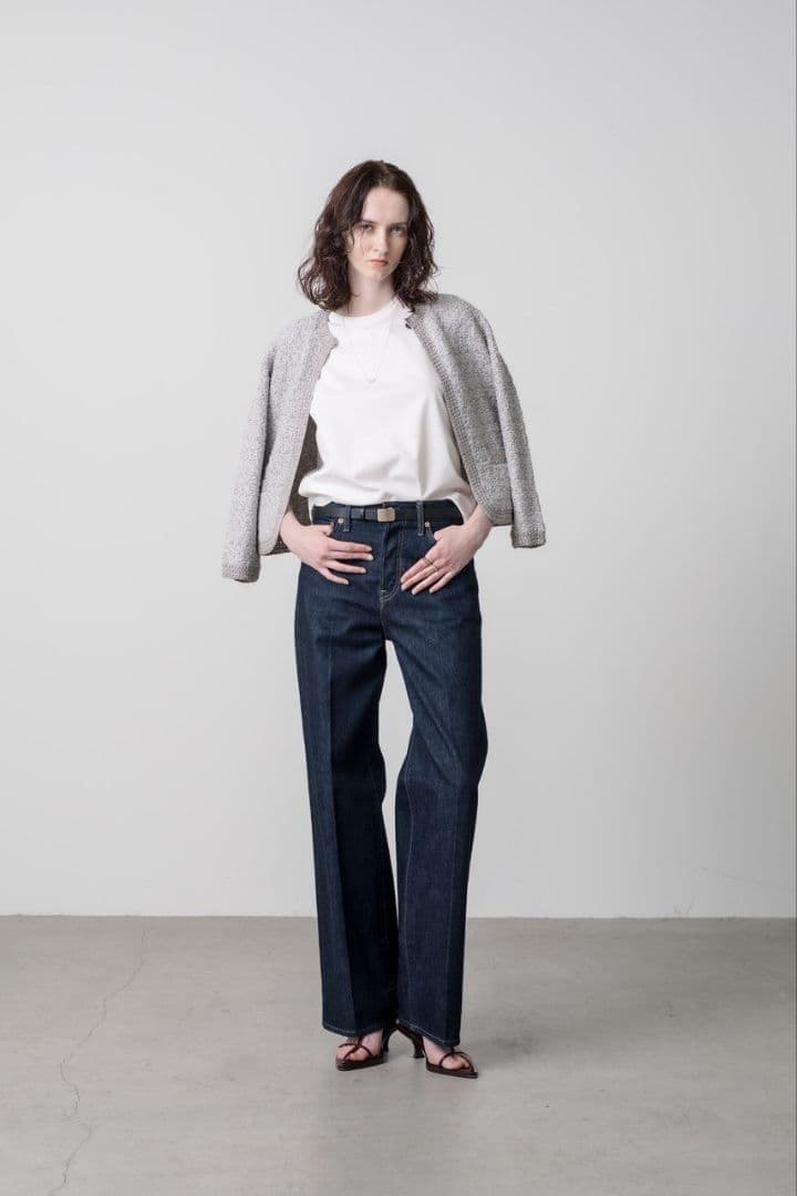 美品✨ebure ウォッシュドデニム ワイド ストレート パンツ 38