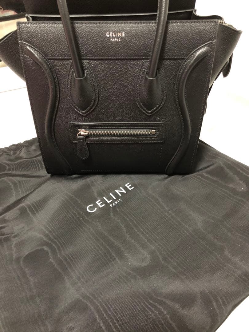 CELINE ブラック レザートートバッグ