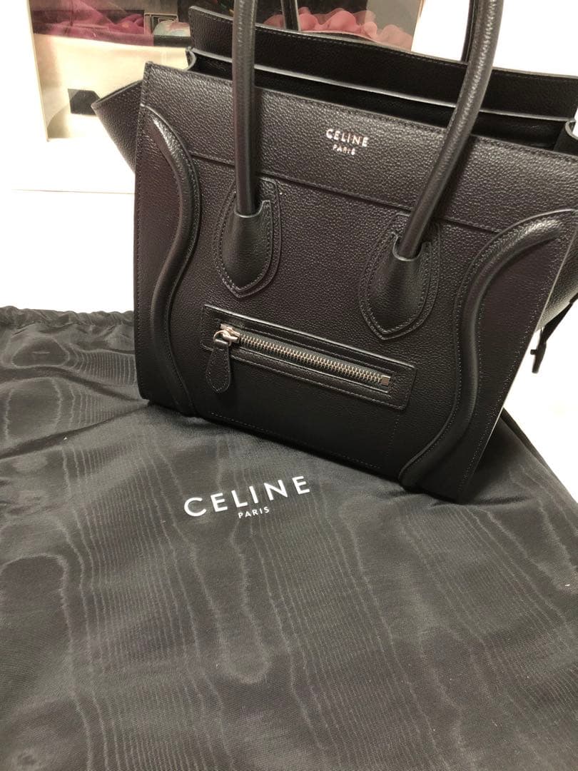 CELINE ブラック レザートートバッグ