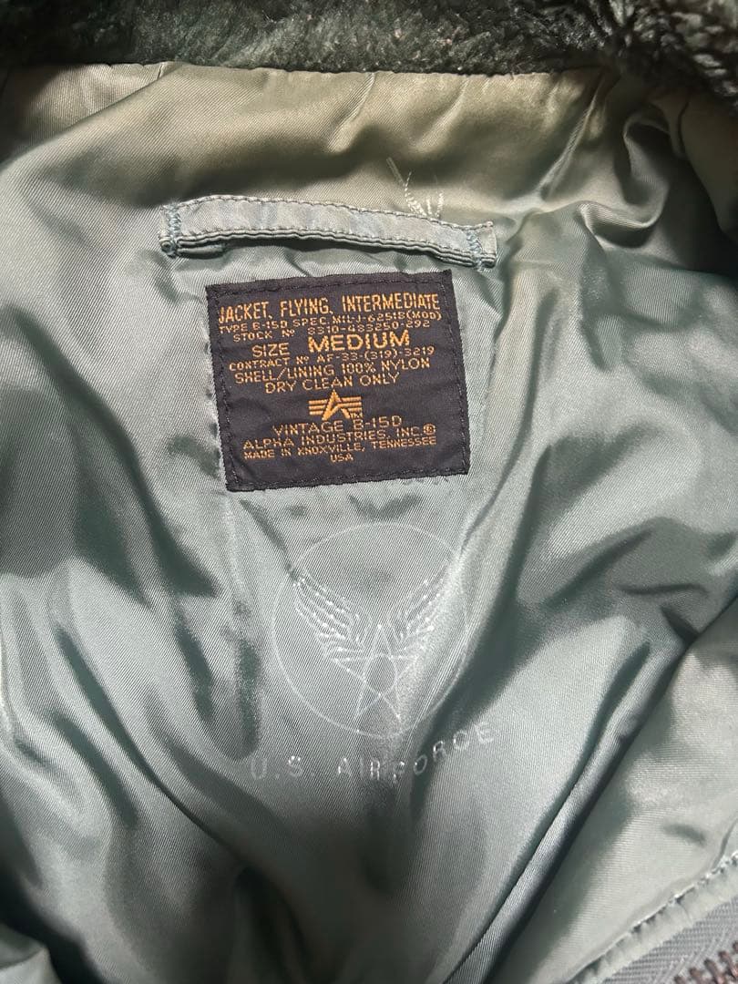 90s ALPHA B-15D 50s復刻　フライトジャケット USA製　M