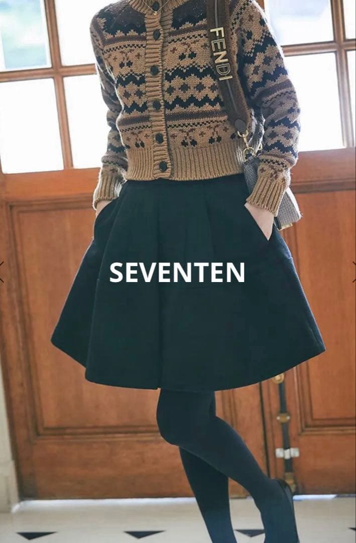 SEVENTEN ハイウエストフレアキュロット ブラック　M