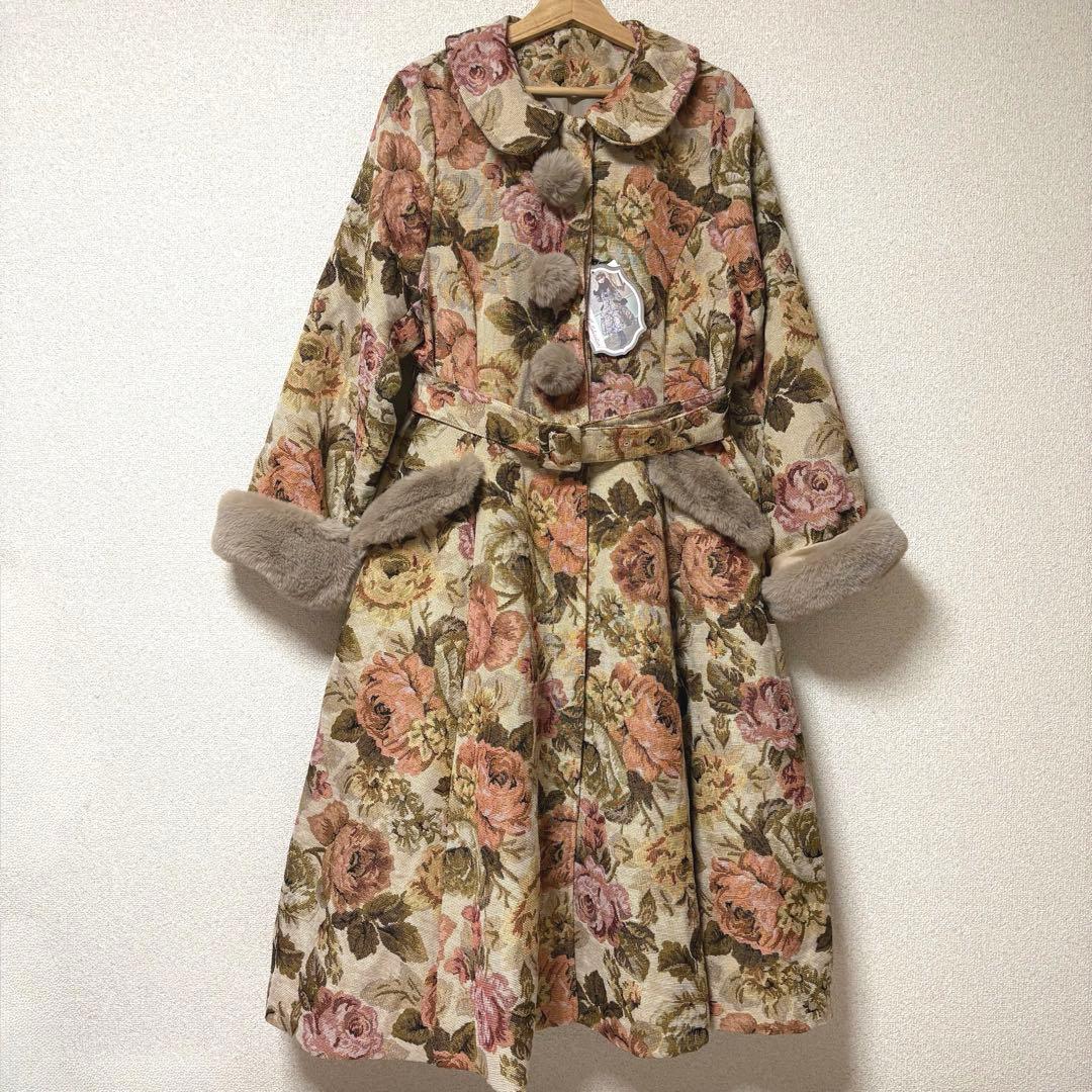 4L❇︎ クラロリくる実 クラシカルゴブランロングコート 大きいサイズ レディース