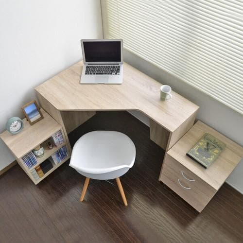 【新品送料無料】パソコンデスク コーナー ハイタイプ デスクセット オーク 北欧