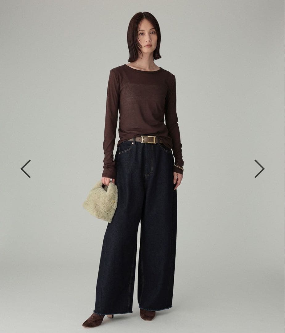 BABYLONEバビロン バレルレッグデニムネイビー 38