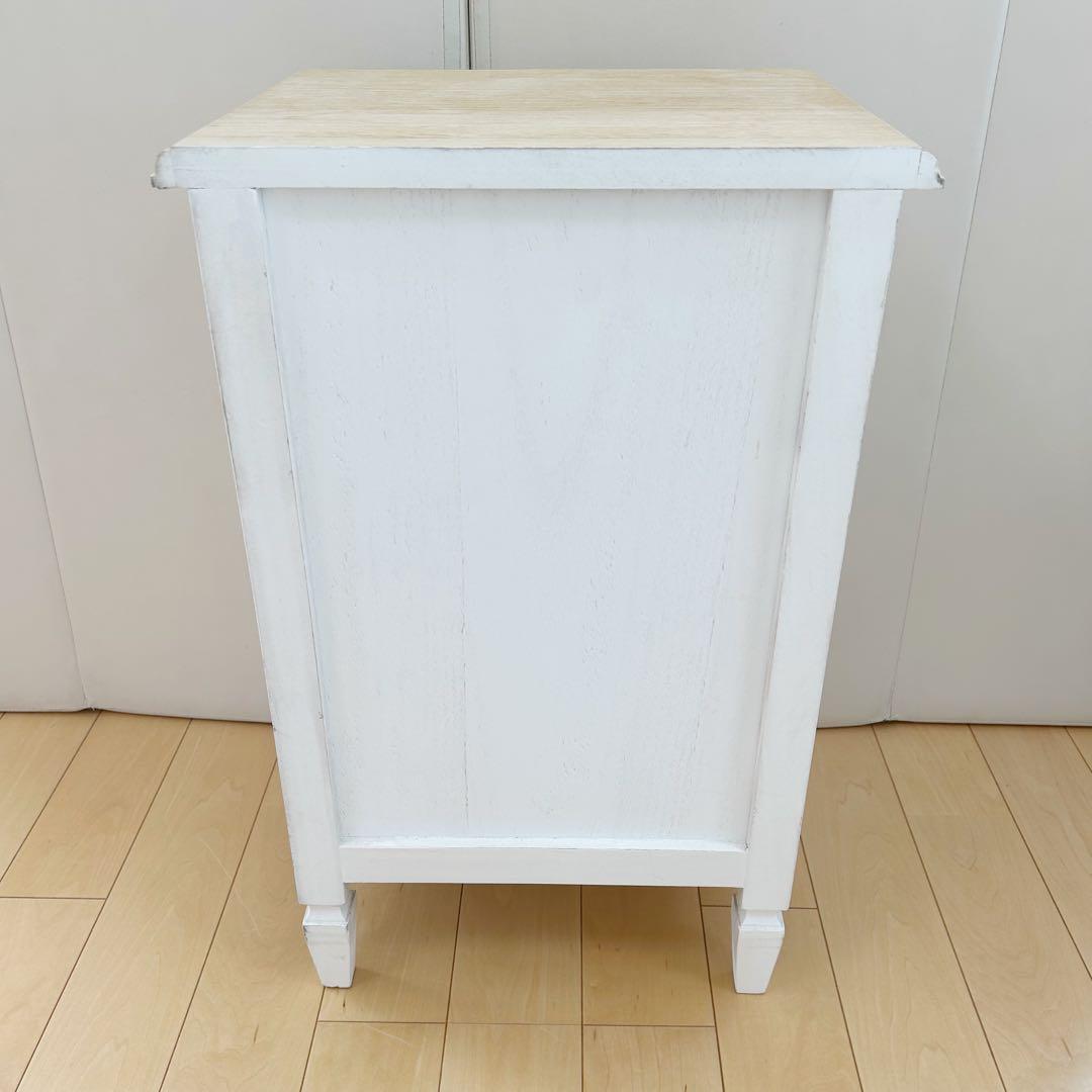 アンティーク　サイドチェスト　ブロカントシリーズ　ホワイトゴールドナイトテーブル