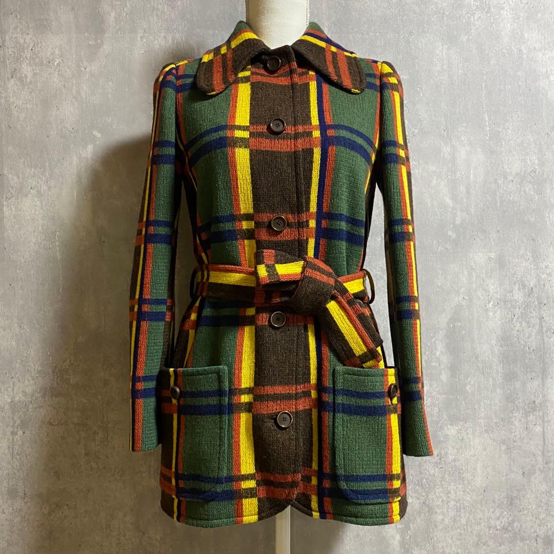 【希少 ヴィンテージ】MISS DIOR タータンチェック ニットコート