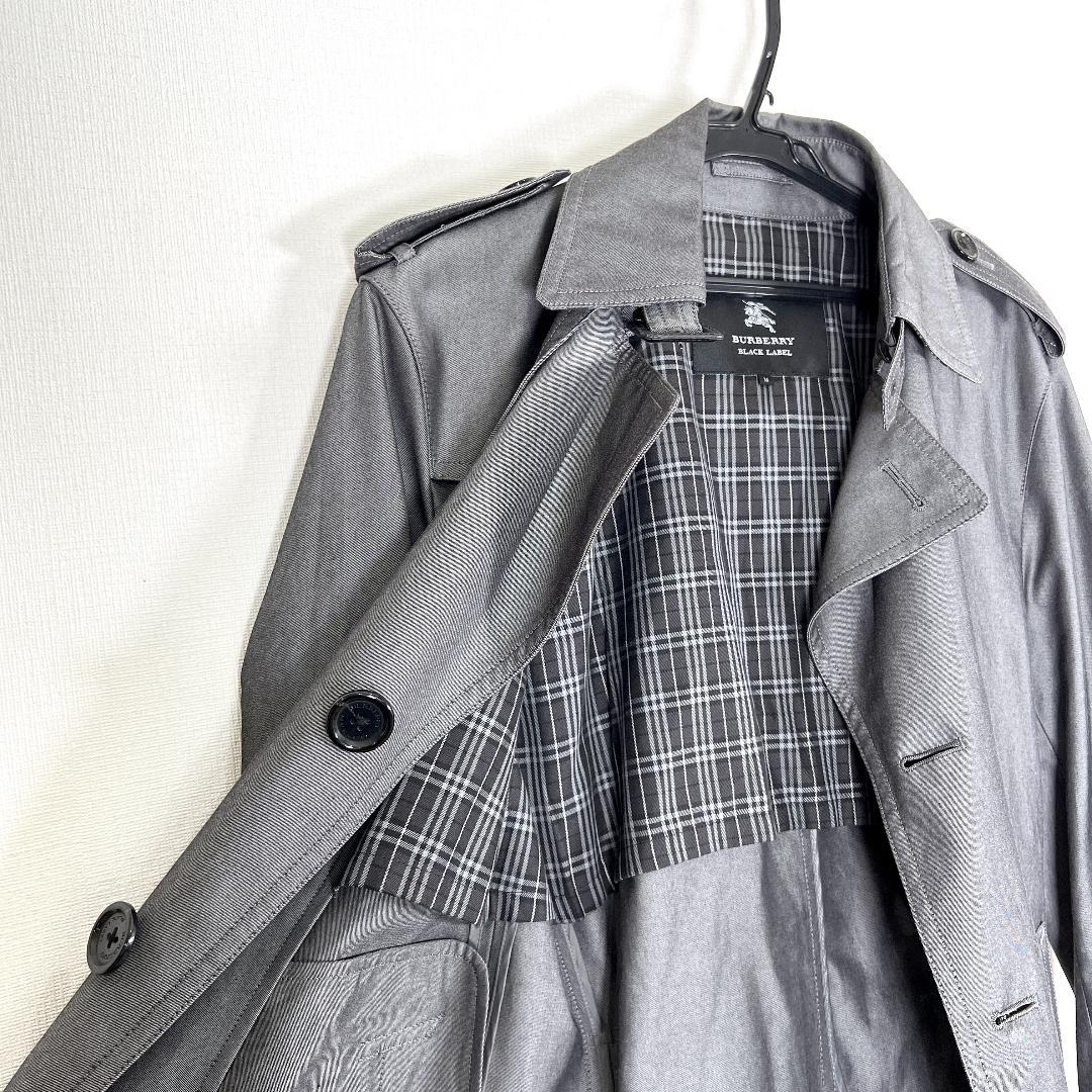 【バーバリーブラックレーベル】グレー系 トレンチコート メンズ M