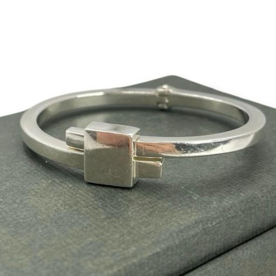 美品 GUCCI プレート バングル ブレスレット シルバVintage 希少