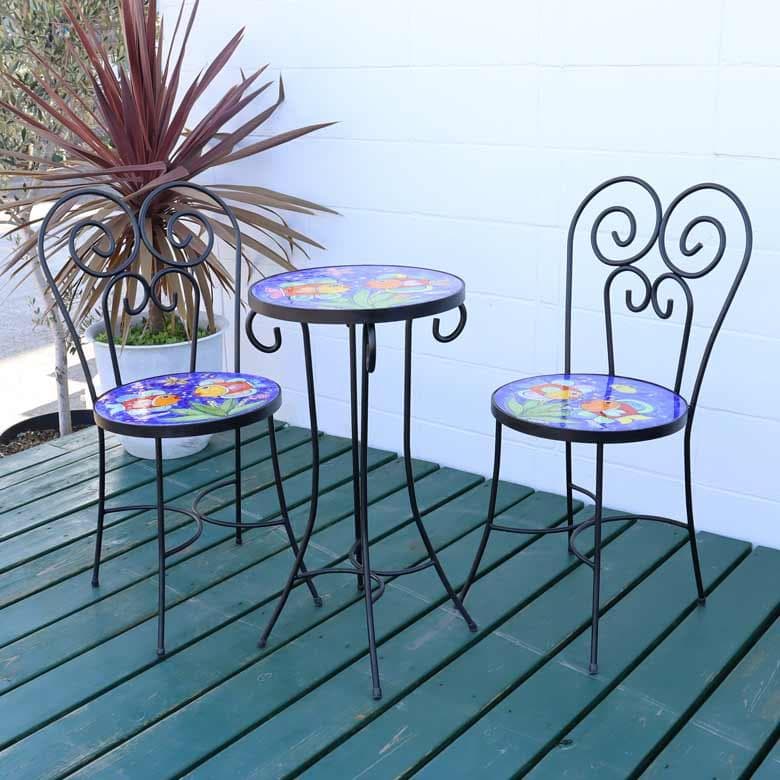 ガーデン3点セット ファニチャー テーブルセット イタリア 海の魚