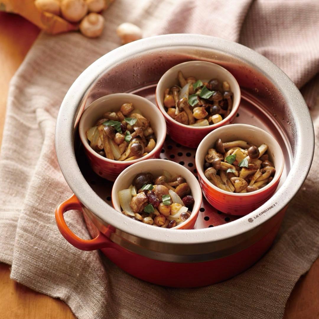 LE CREUSET 両手鍋 24cm ステンレス蒸し器付き