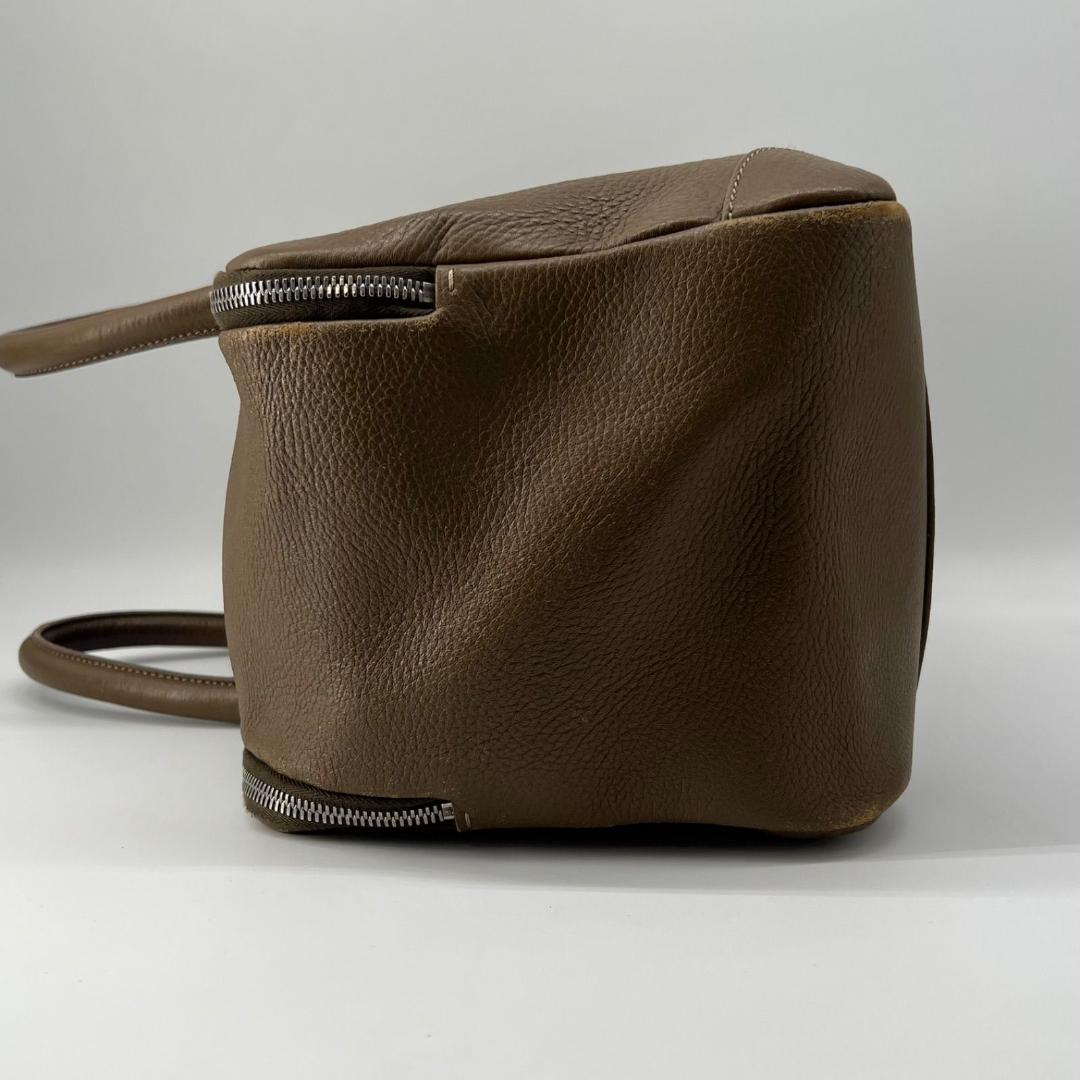 13368ゴールデングース エキパージュシボ革 レザー ボストンバッグ刺繍カーキ