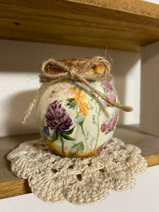 デコパージュ　リメイク鉢　ミニ壺