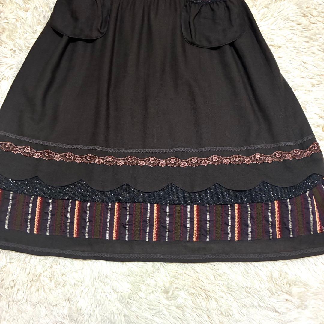 ノンノンドール　ムッシュ榊　異素材切り替え　お花　レース　ジャンバースカート