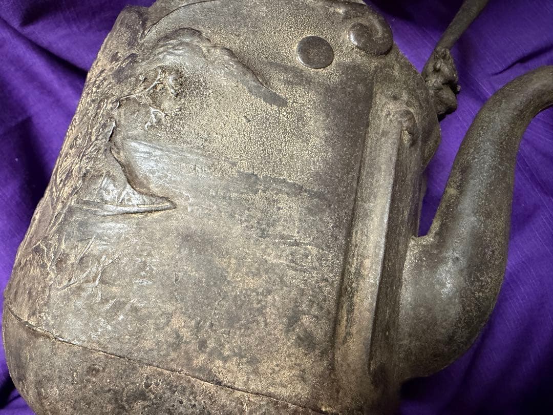 本物保証　鉄瓶　龍文堂　大國寿朗　明確な出来最高品　鄭允端《東坡赤壁圖》金龍堂