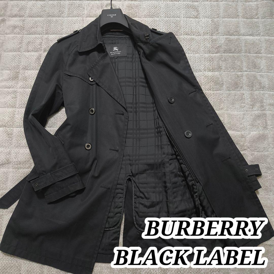 バーバリーブラックレーベル ライナー ノバチェック トレンチコート ブラック M