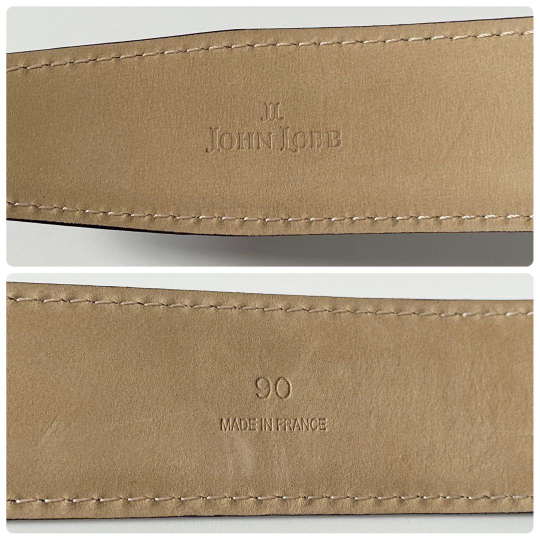 ジョンロブ　ベルト　カーフレザー　茶色　ブラウン　90サイズ　メンズ　フランス製