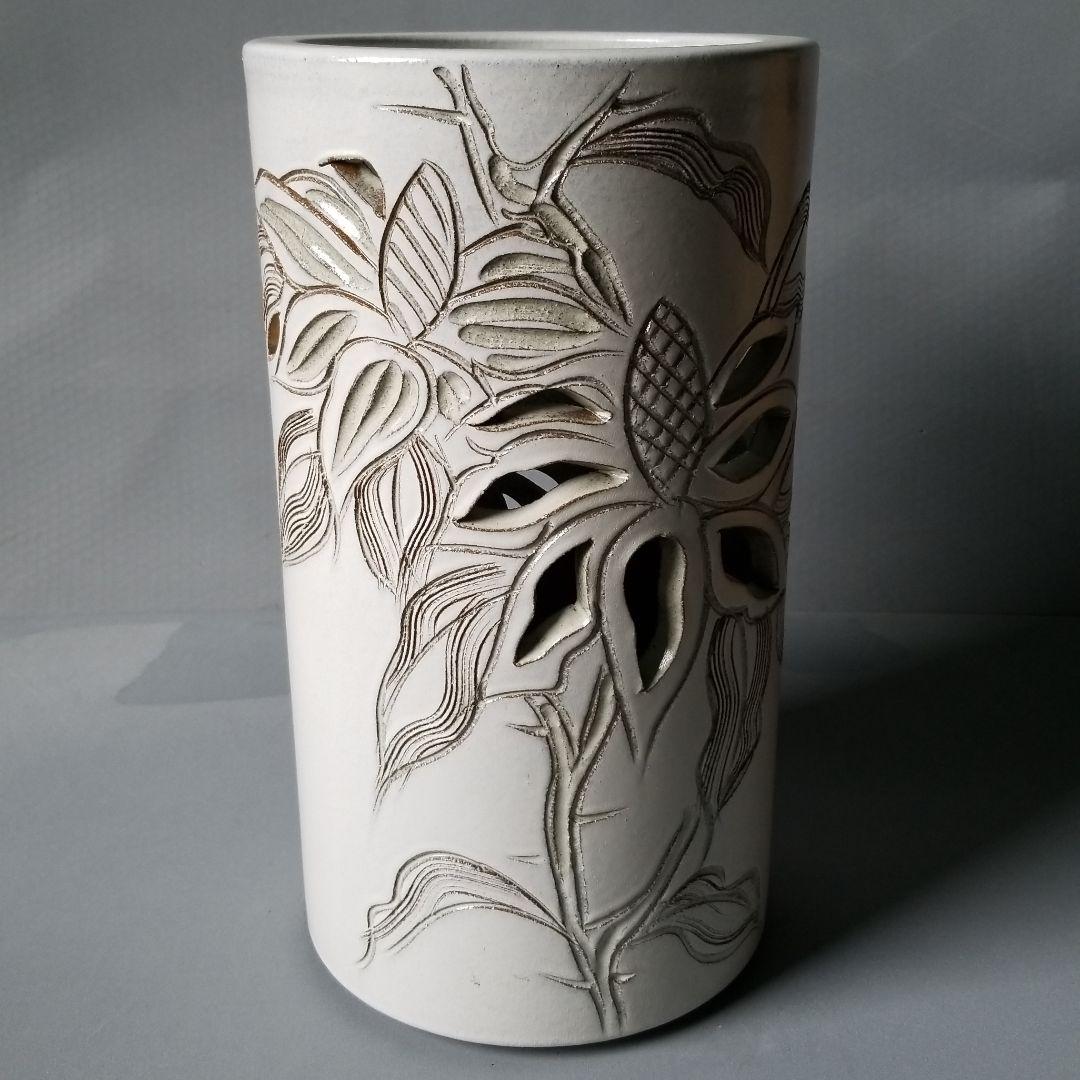 信楽焼傘立て  花彫 高さ４８cm