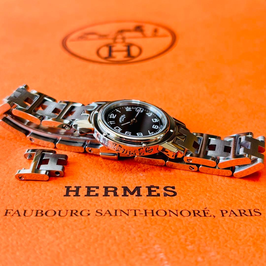 【HERMES】✨極美品✨ クリッパー レディース 腕時計 ブラック文字盤