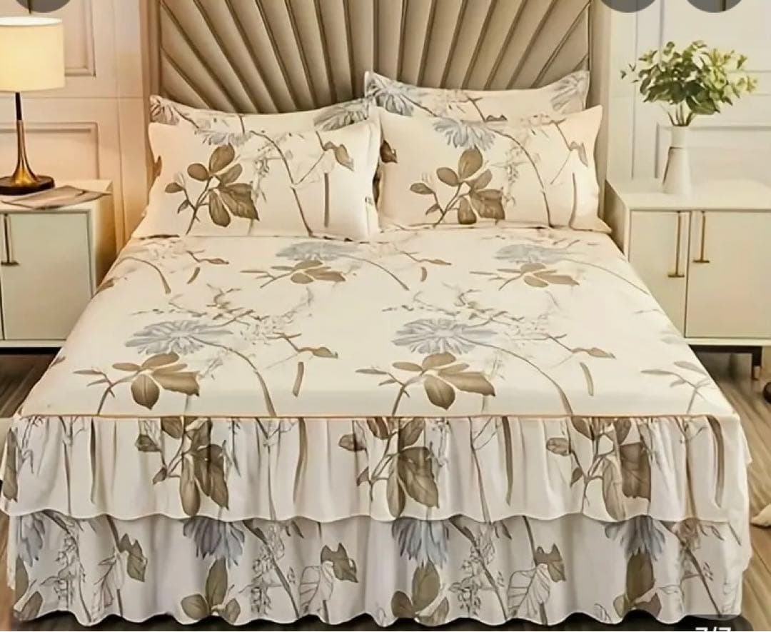 花柄ベッドカバーセット（枕カバー2個付き）