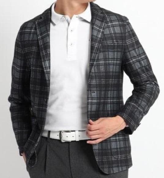 アダバット ハイブリッドダウン タータンチェック柄 テーラードジャケット 48