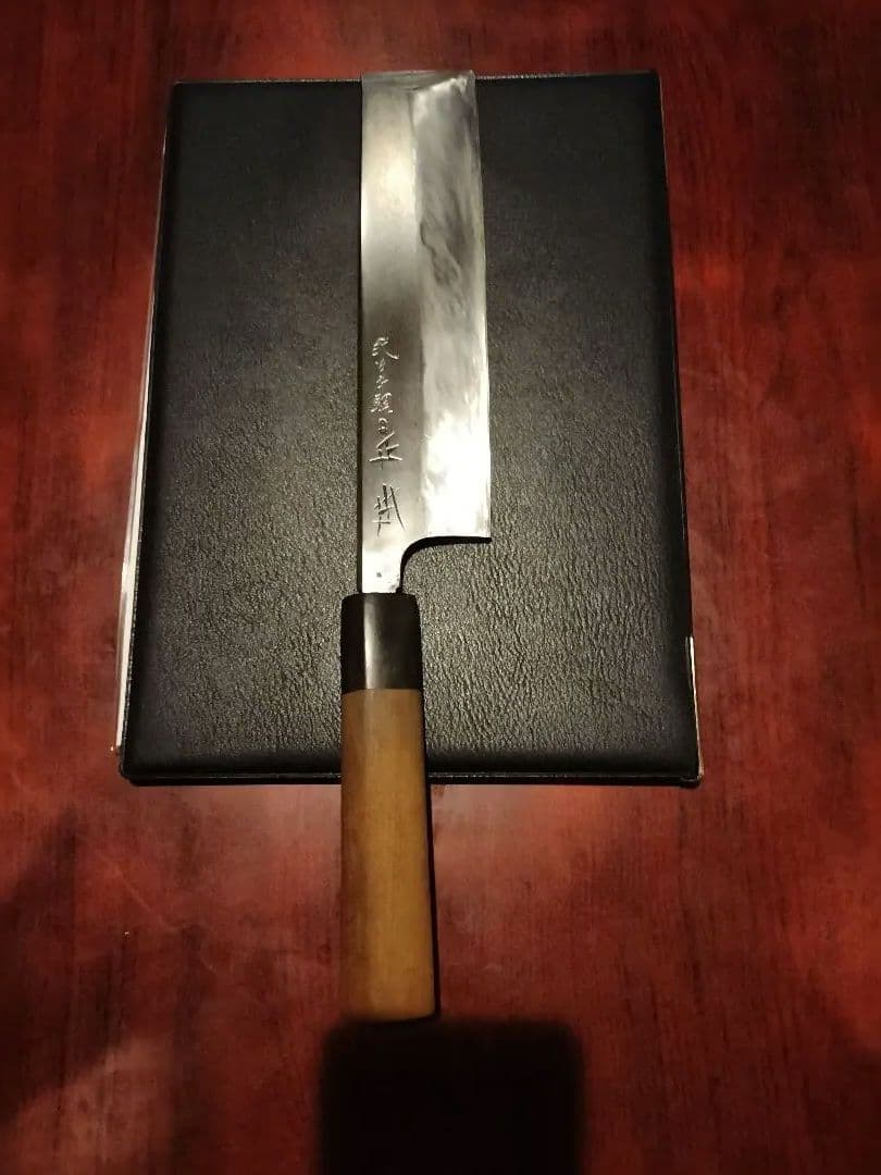 17万円　正本　純日本鋼 本焼き薄刃包丁8寸　白鋼本焼