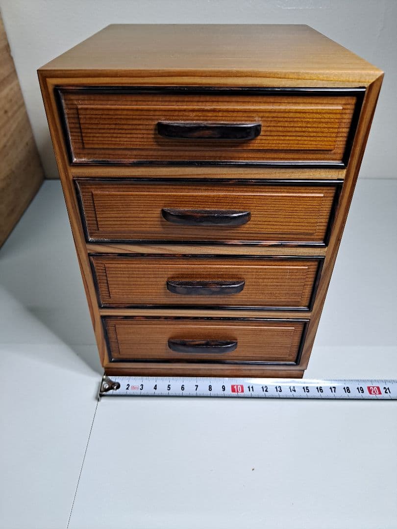 秋田杉 箱 引出し 木製工芸品 小さな和箪笥 4段ひきだし