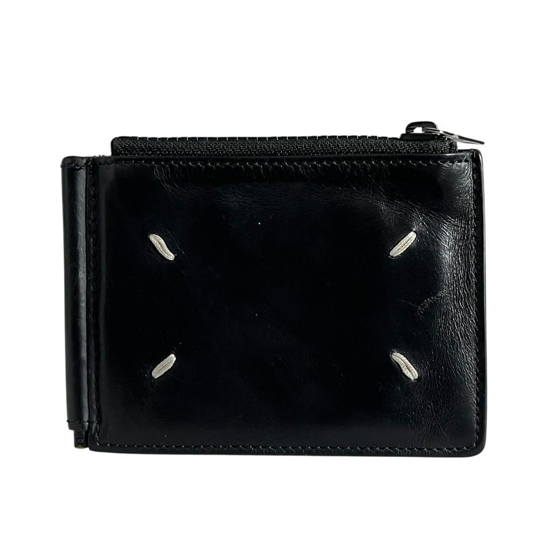 極美✨メゾンマルジェラ マネークリップ 札入れ 4ステッチ ブラック 黒