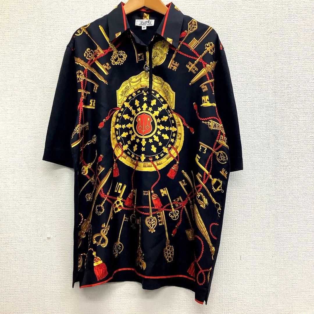 ピ*ー様 美品!! HERMES エルメス シルクスカーフ柄×ニット　シャツ　ブ