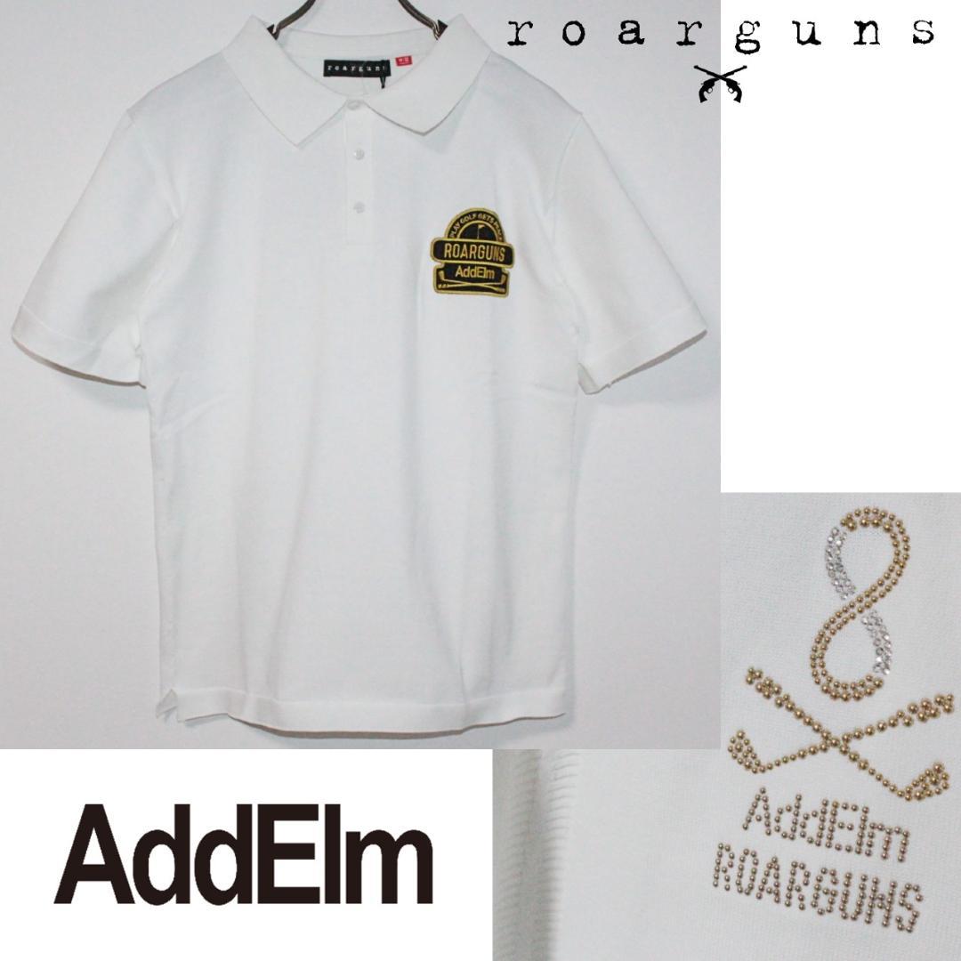 新品 ロアーガンズ AddElm ロゴスタッズワッペン ニットポロシャツ L相当