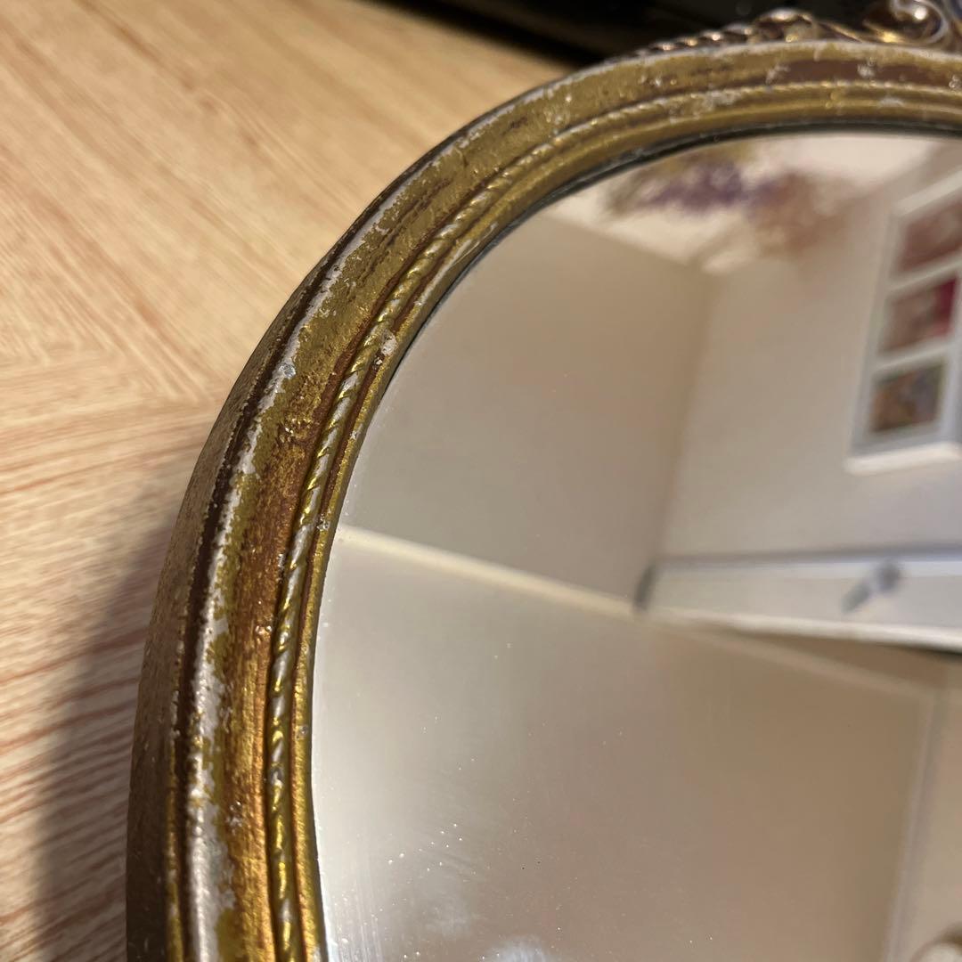 大幅お値下げ中。アンティークミラー　金属製　高級　壁掛け鏡