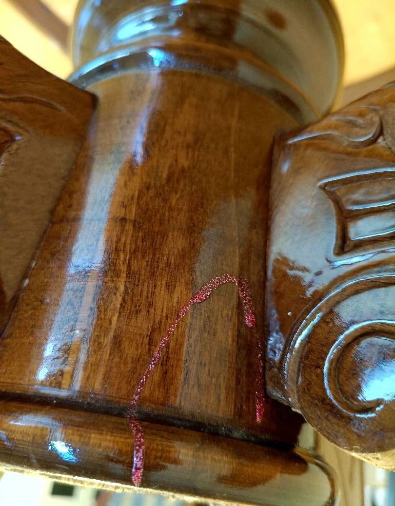 イタリア高級家具 象嵌細工 クラシックダイニングテーブル 80cm 猫脚