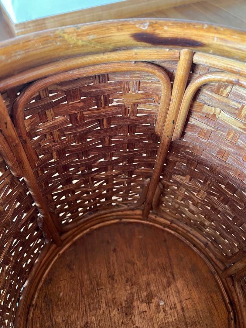 ヴィンデージ 籐 ラタン ダストボックス ごみ箱 小物入れ デパート百貨店購入