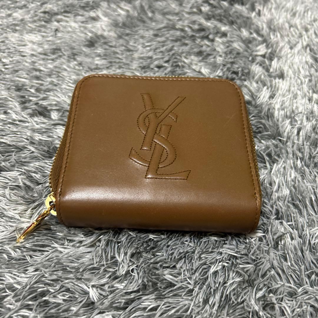 YSL イブサンローラン　ブラウン 二つ折り財布