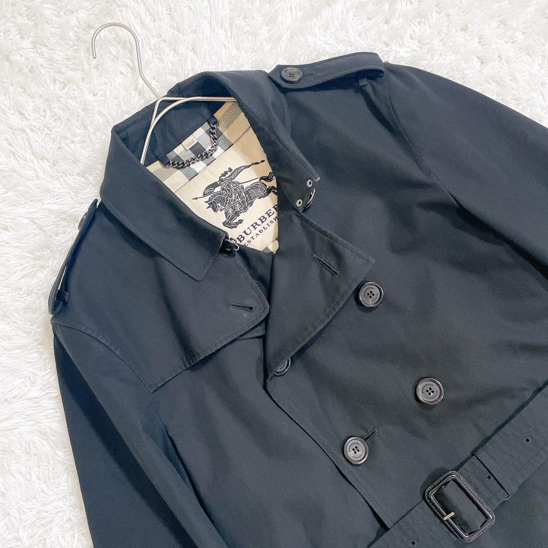 バーバリー メンズトレンチコート chelsea ショート ノバチェック XL