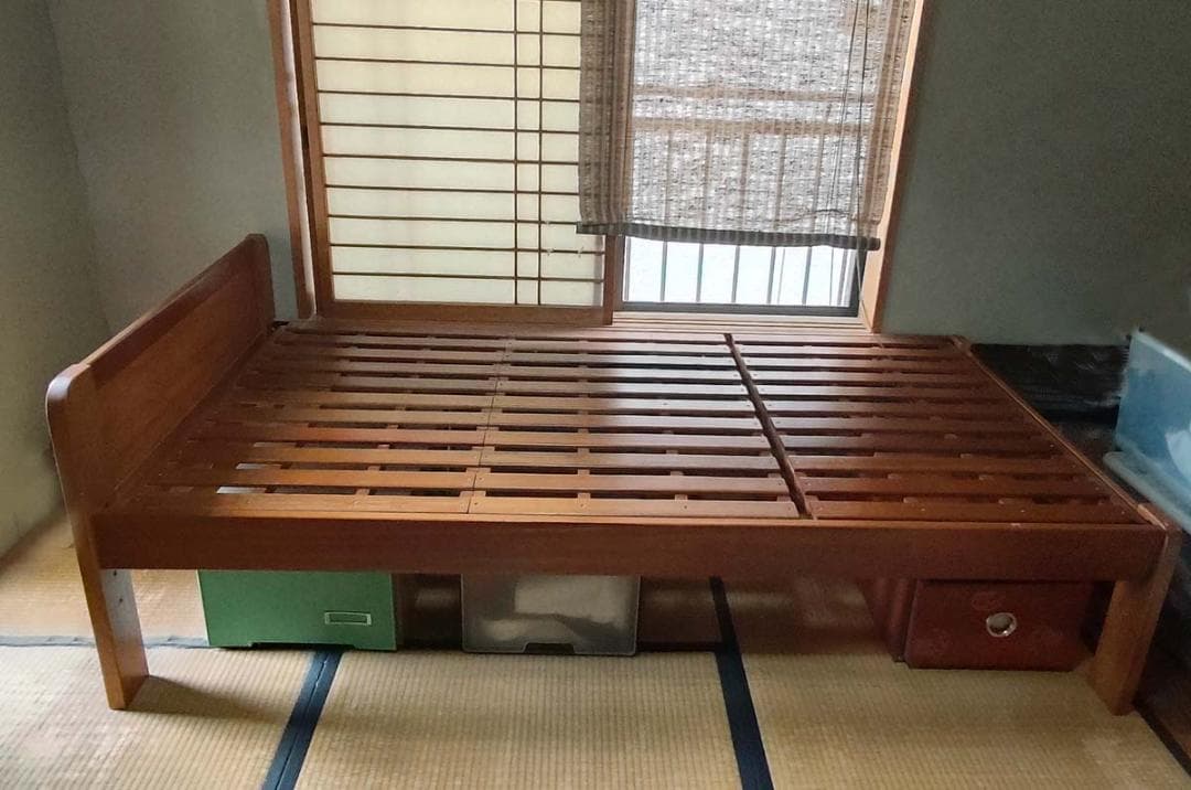 大きめシングル　木製すのこベッド1台　幅105×長さ195cm スラットベッド
