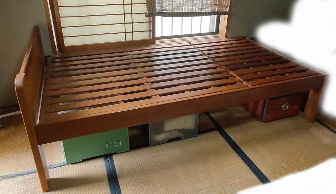大きめシングル　木製すのこベッド1台　幅105×長さ195cm スラットベッド