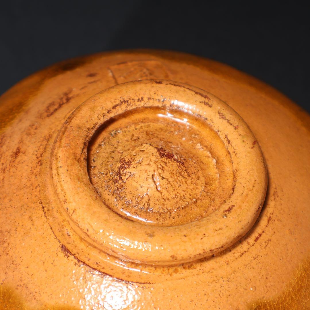 【抹茶碗】大樋焼　大樋年朗（十代大樋長左衛門）　飴釉　共箱　6R1537お４