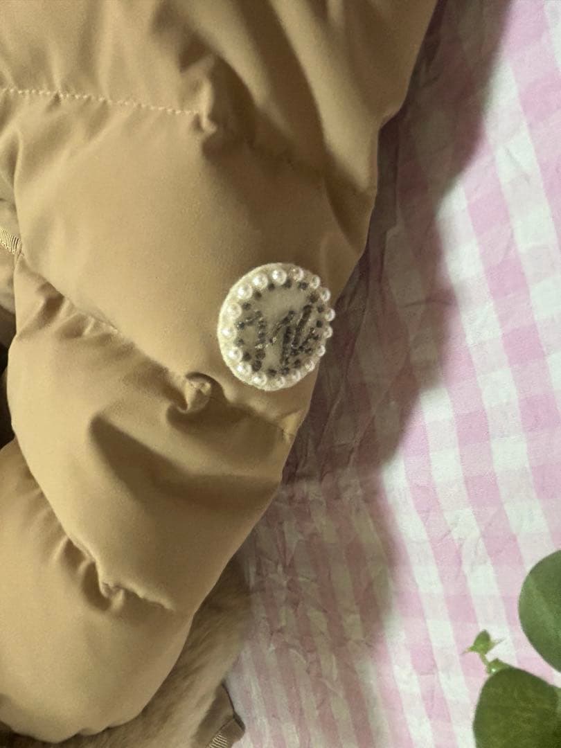 エムズグレイシー　ベージュ　ダウン　ロングコート　リボンつき　レッキスファー