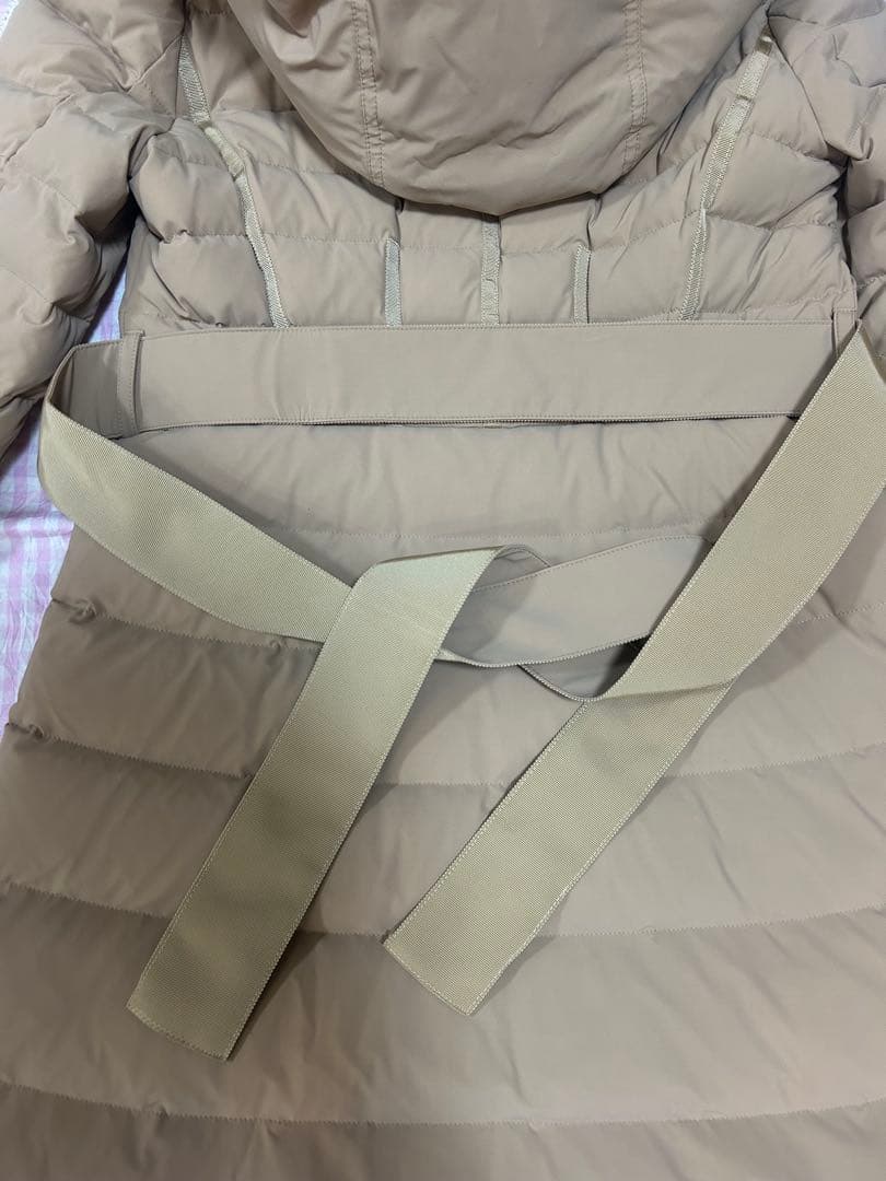 エムズグレイシー　ベージュ　ダウン　ロングコート　リボンつき　レッキスファー