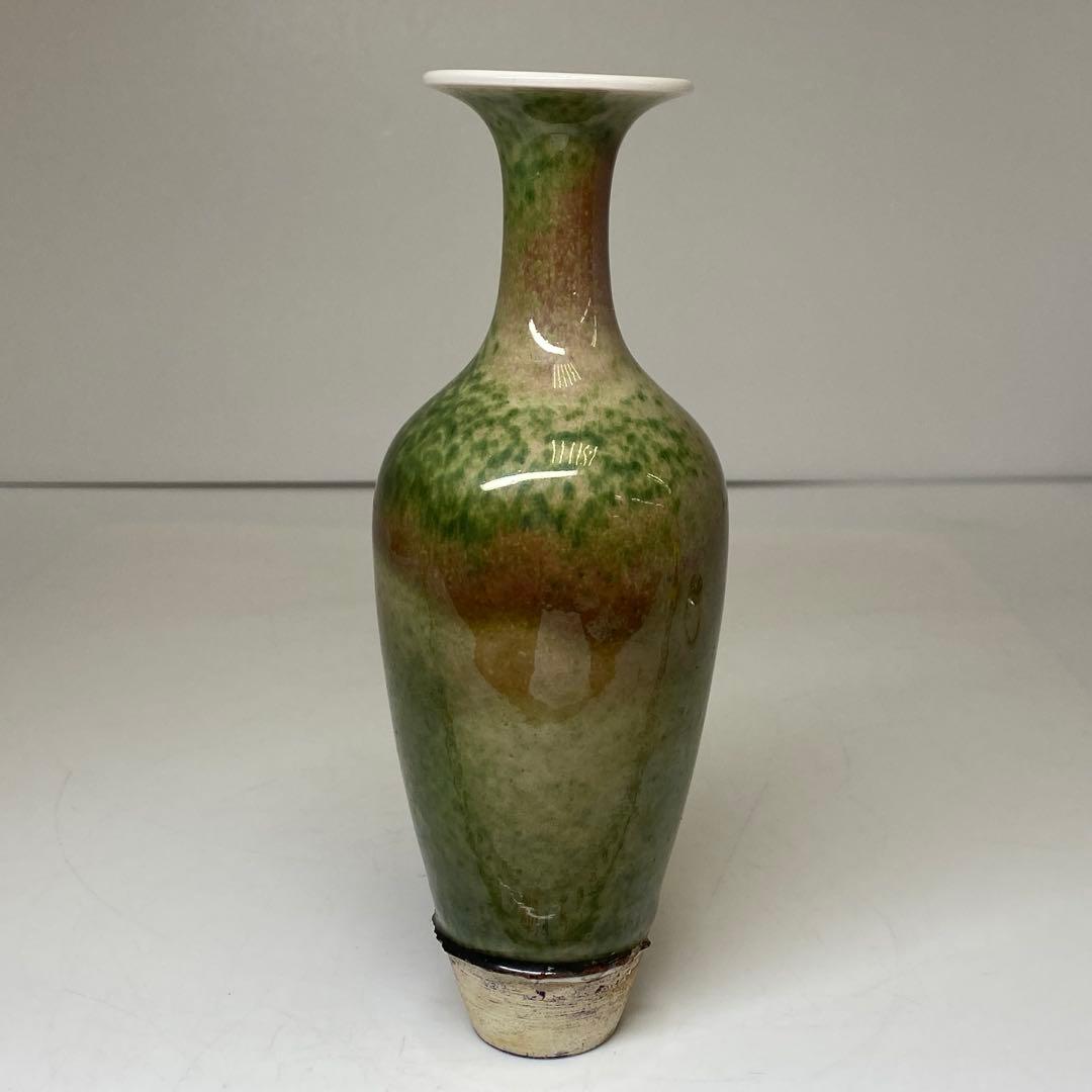 中国清時代 辰砂花瓶 h17cm 東キ7-1129☆2F トヒル