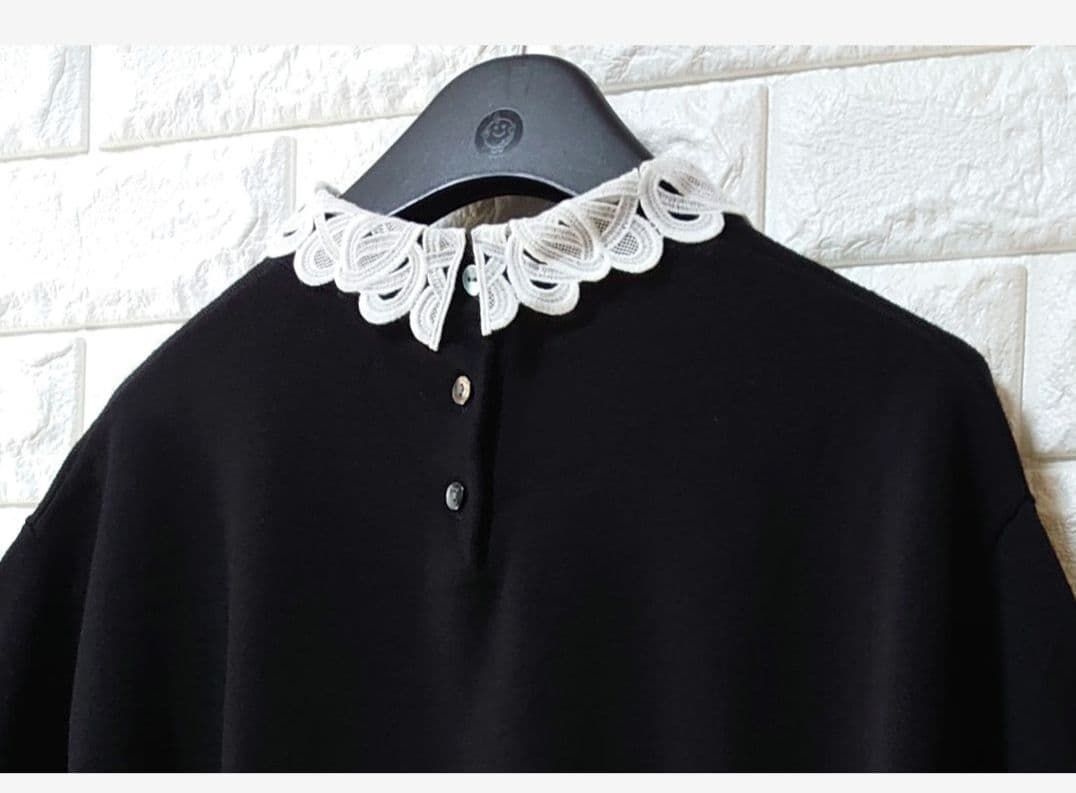 専用！　23区新品✨️ エンブロイダリーニット38黒　完売　レース襟iCB自由区