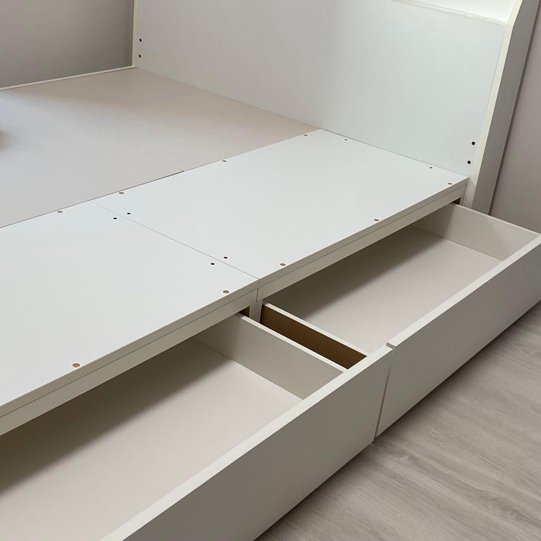 ダブル棚付引出し付ベッドフレーム(アザン アサヒキ25) ニトリ