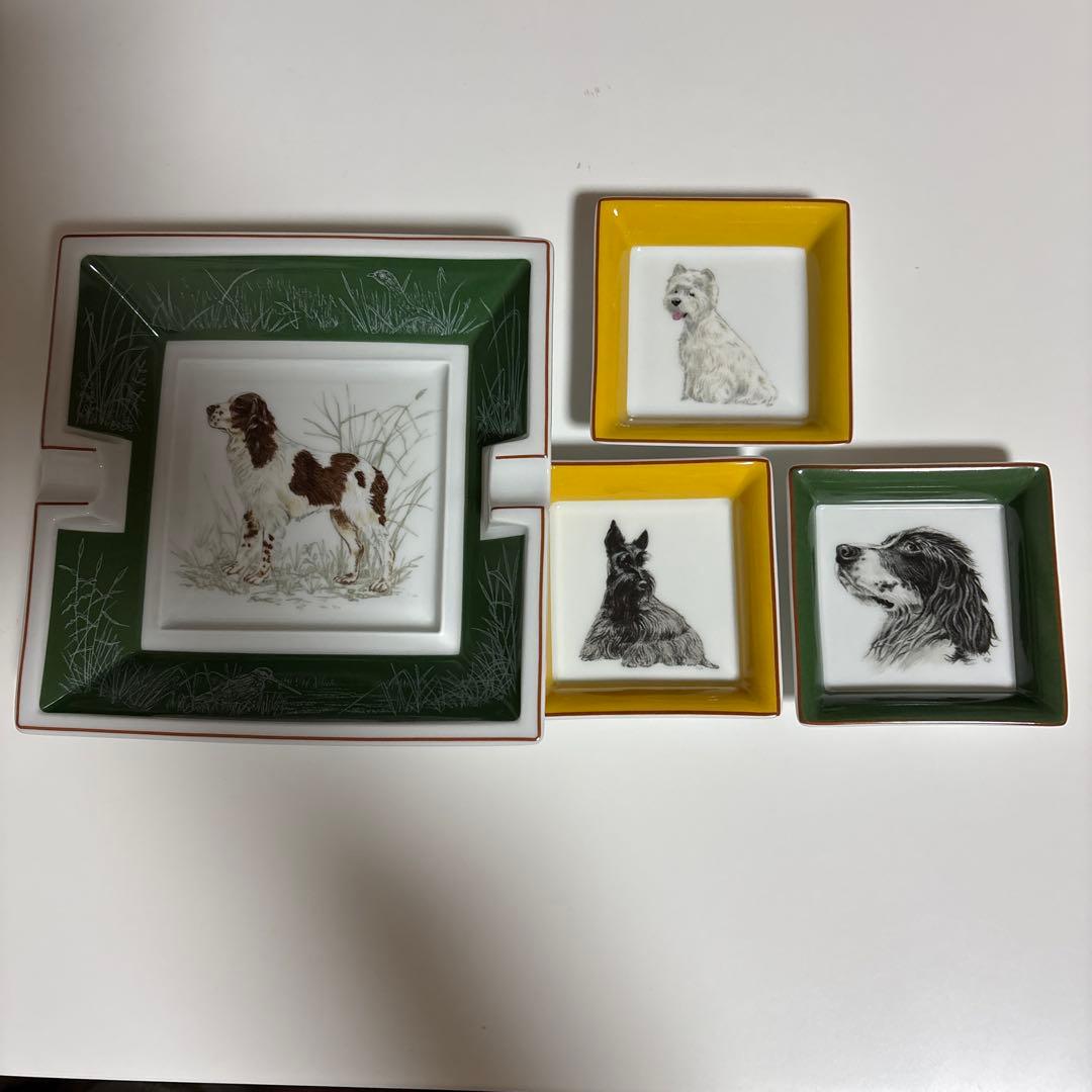 希少 エルメスHERMESイングリッシュスプリンガースパニエル灰皿大1 小5枚