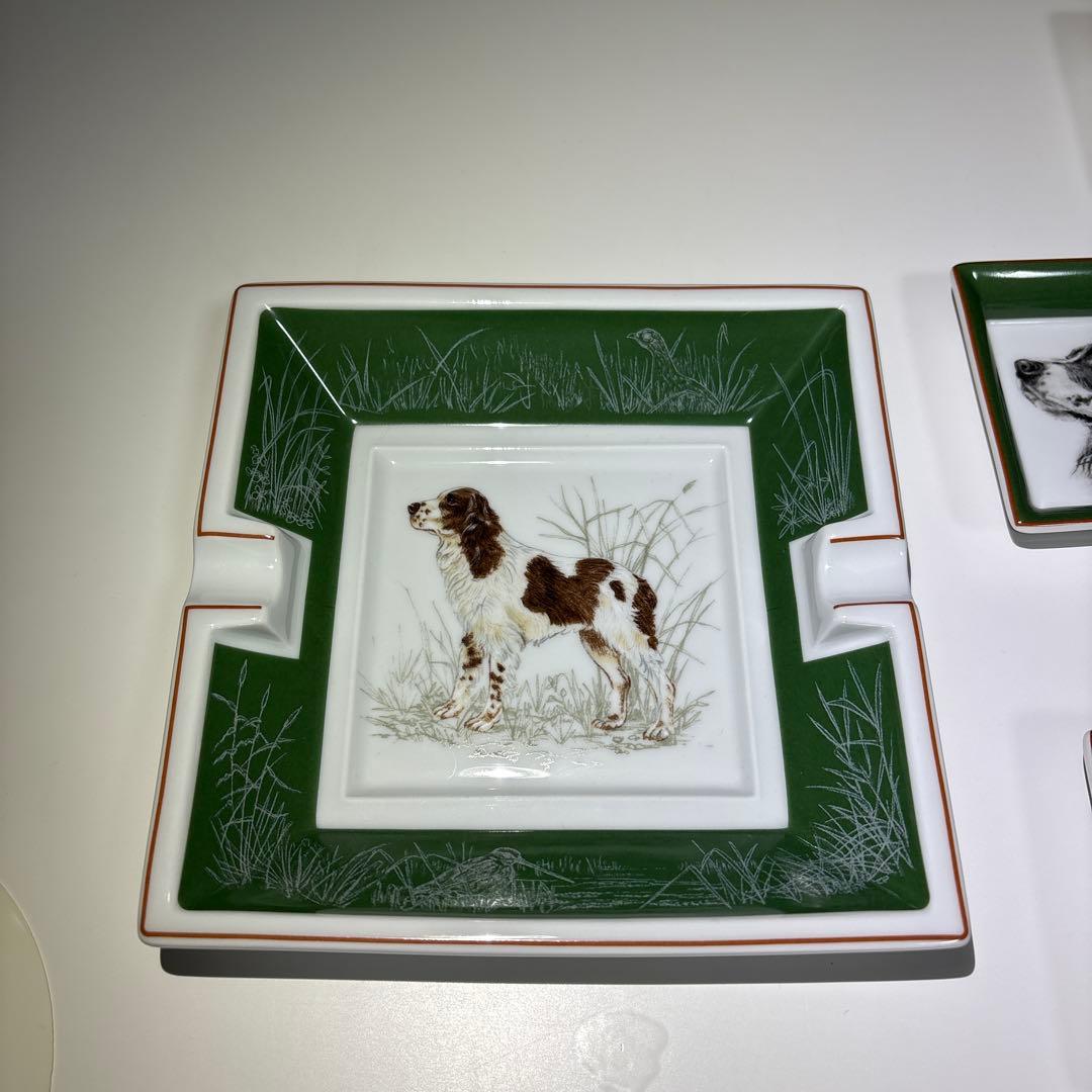 希少 エルメスHERMESイングリッシュスプリンガースパニエル灰皿大1 小5枚